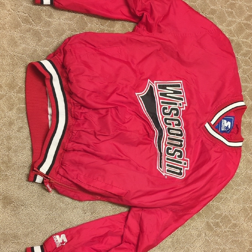 STARTER Red Wisconsin Jacket with Black and White Accents